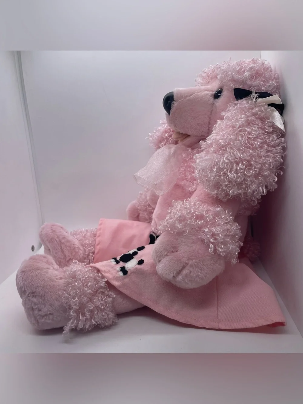 Build A Bear Pink French Poodle Plush Retired 50's Skirt with Hair Accessories